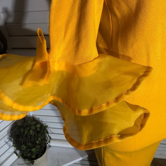 CQbyCQ Yellow Knit Bodycon Off Shoulder Midi Dress Large - Picture 6 of 12